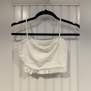 Susana Monaco Cream Sleeveless Ruffled Crop Top